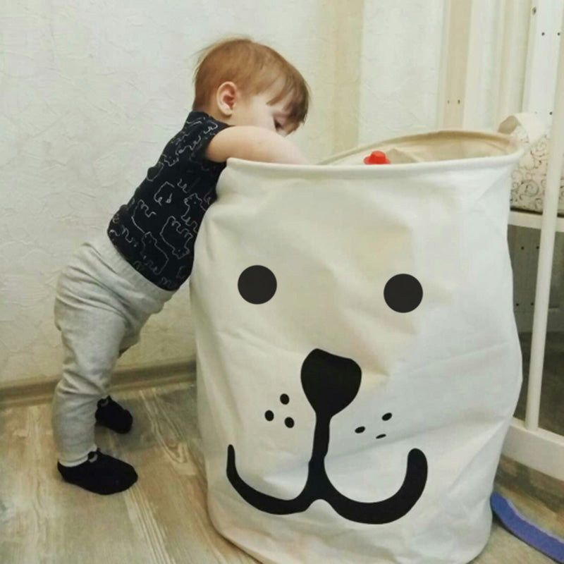 Foldable fabric storage basket for toys and laundry
