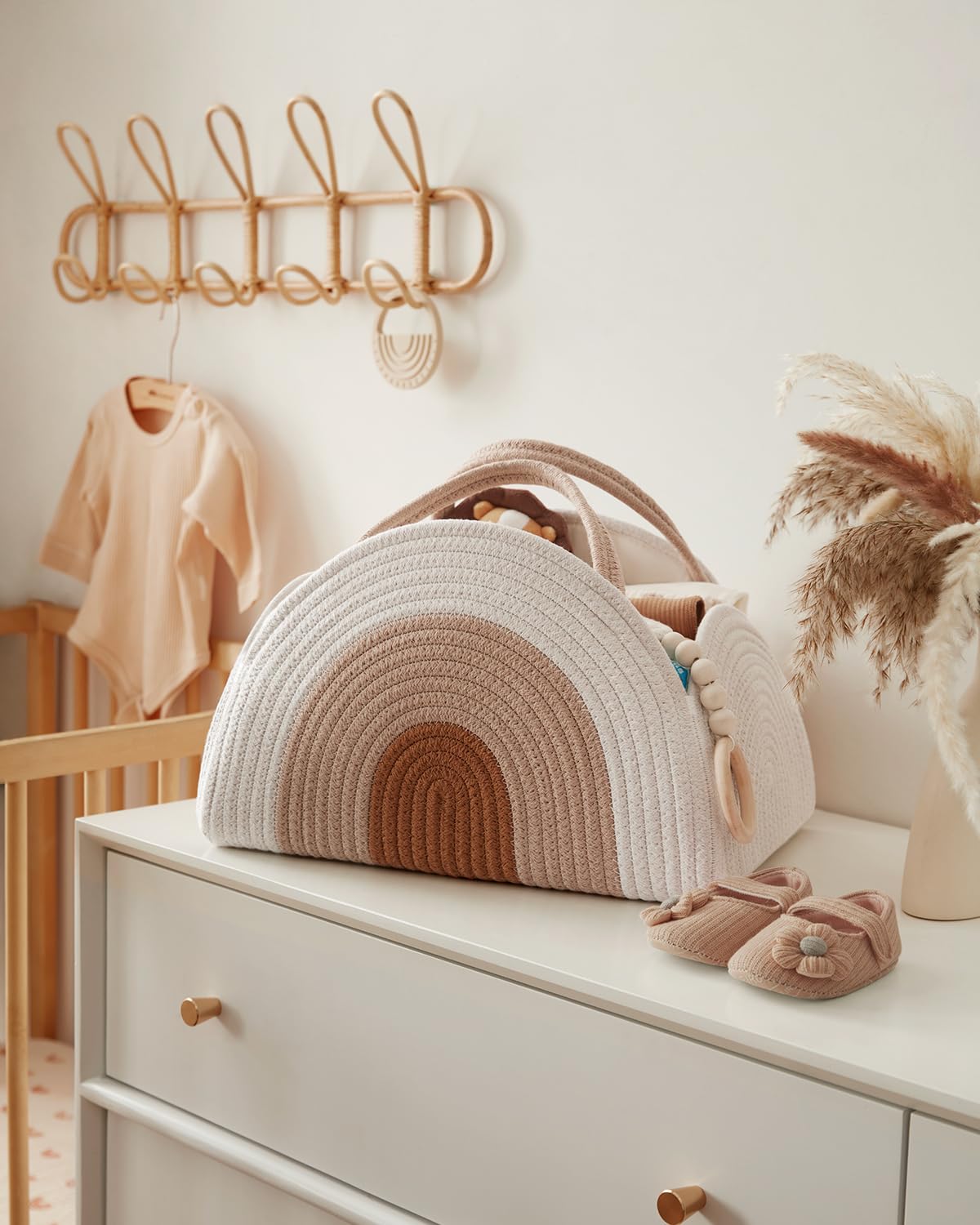 Cotton rope diaper caddy organiser