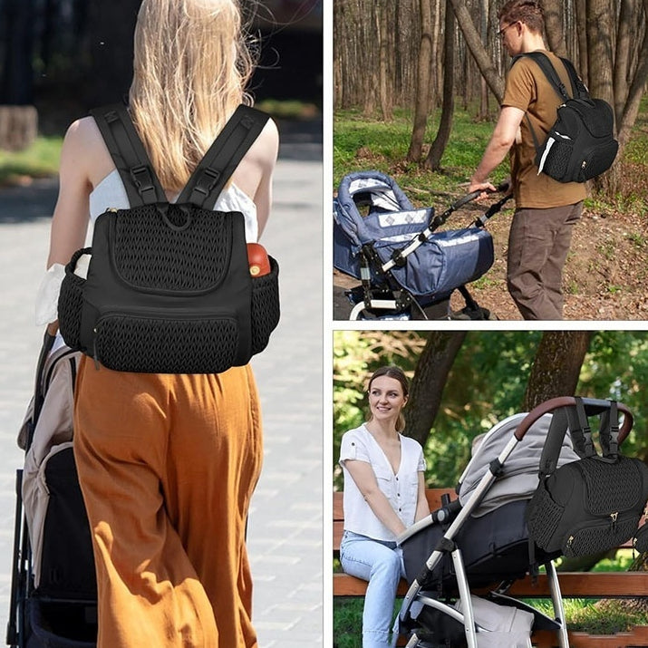 Quilted diaper bag backpack