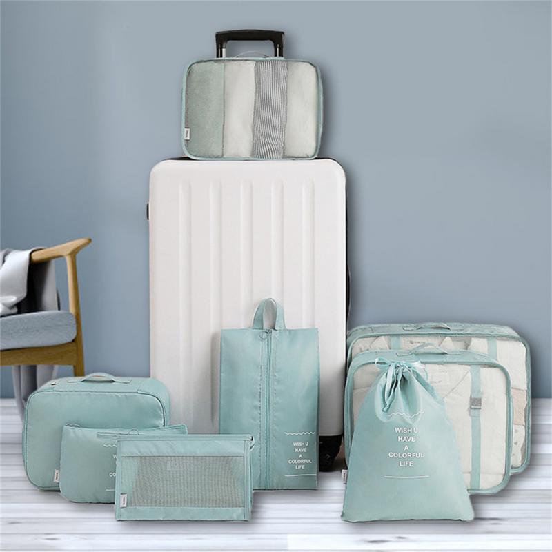 Packing cubes packed in suitcase
