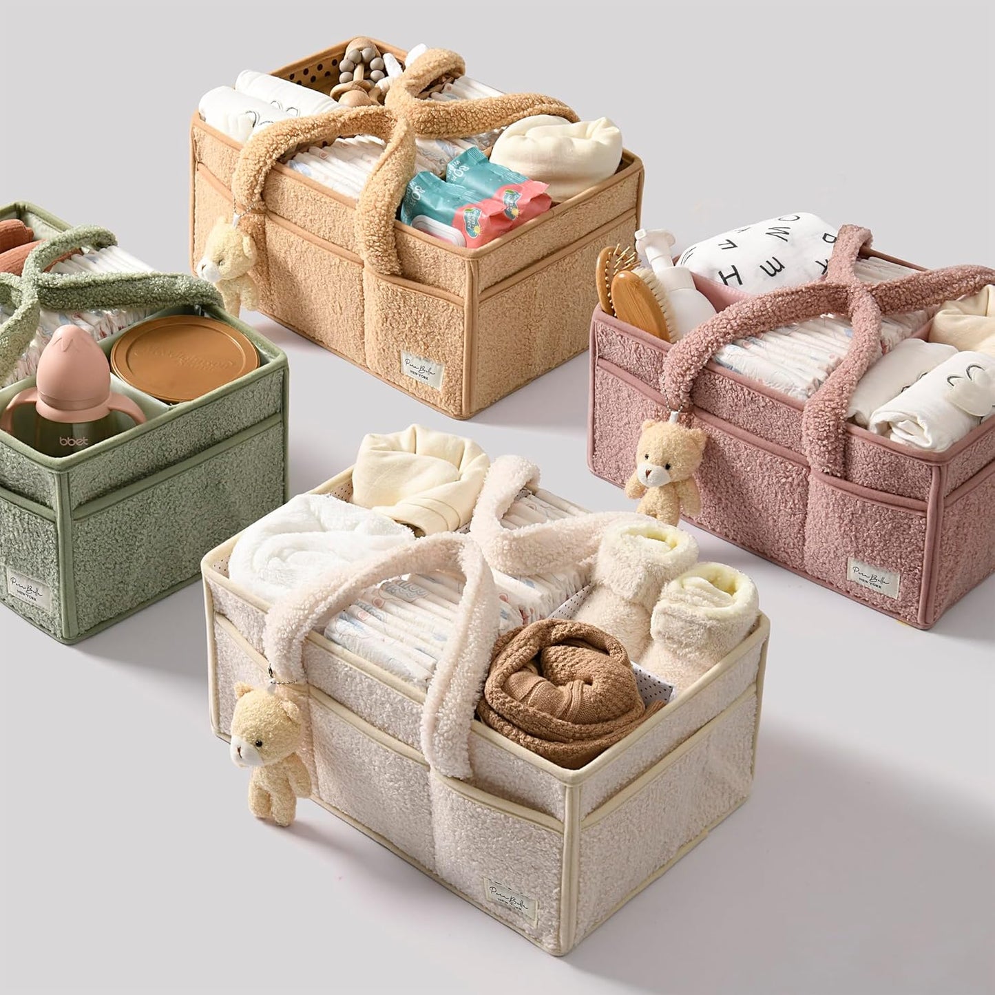 Sherpa plush diaper caddy organiser